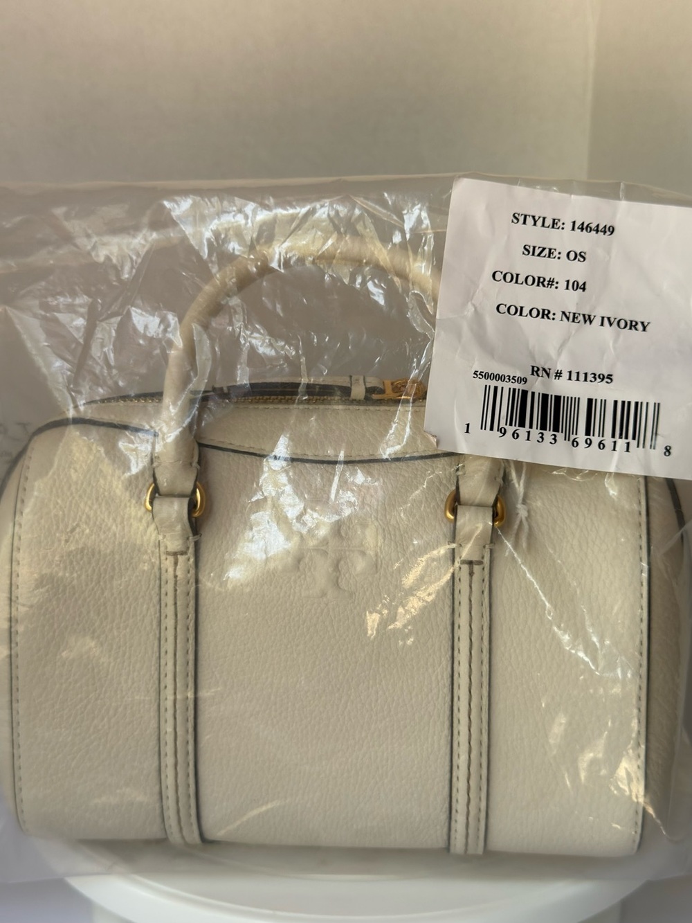 Tory Burch Ivory Pebbled Leather Satchel with Tassels Doctor bag crossbody NEW - Picture 16 of 16